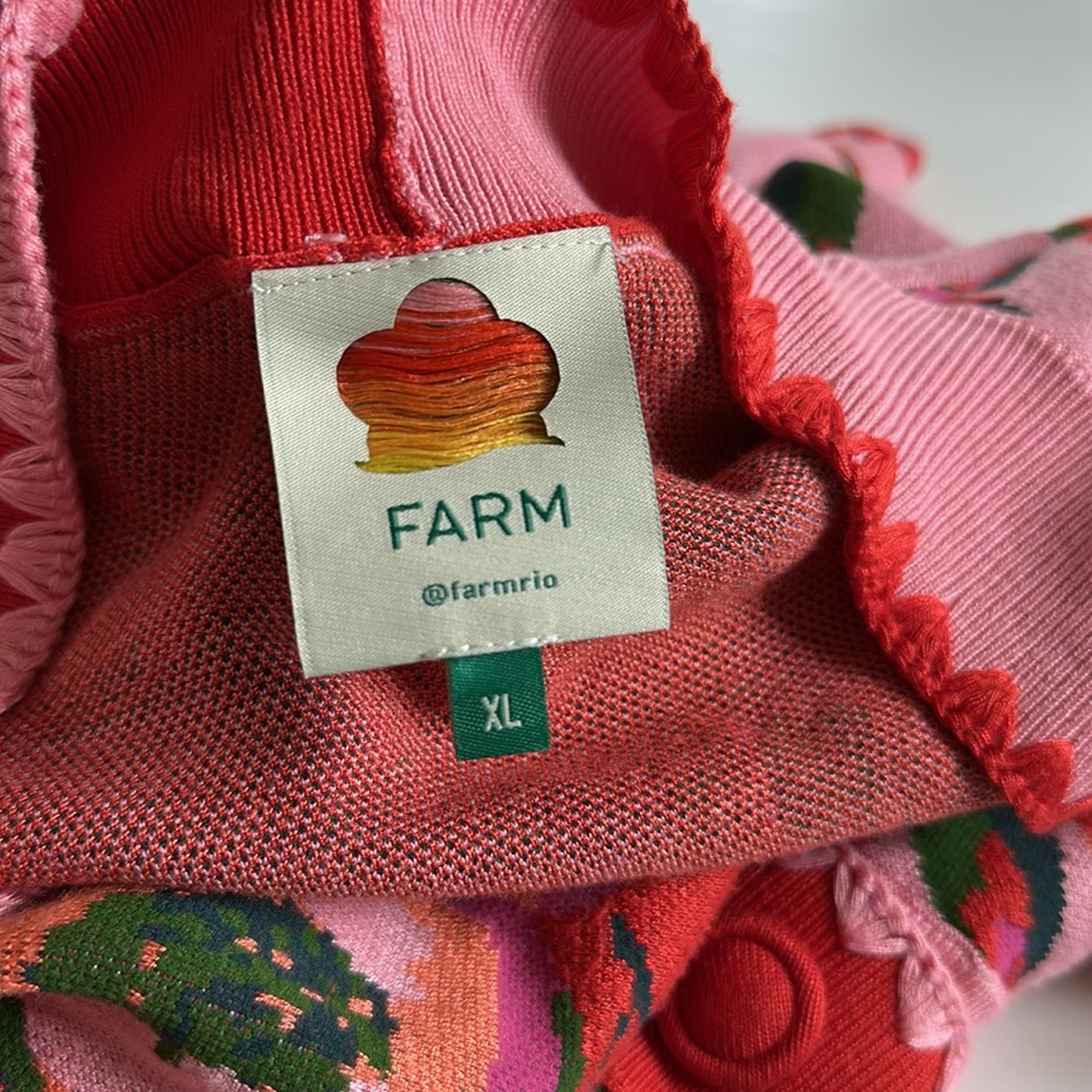 Farm Rio mixed papaya, knit cardigan XL Amaya papaya love Island - Picture 13 of 14